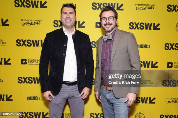 James Lee Hernandez and Brian Lazarte attend the premiere of "The Big Conn" during the 2022 SXSW Conference and Festivals at The Paramount Theatre on...