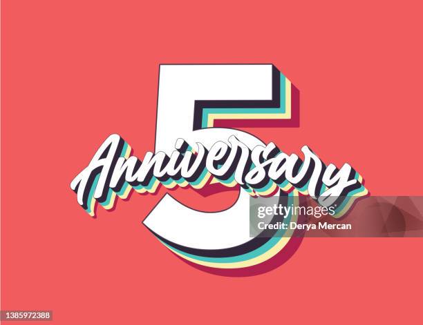 anniversary lettering. anniversary vector illustration. retro lettering. - 7th birthday stock illustrations