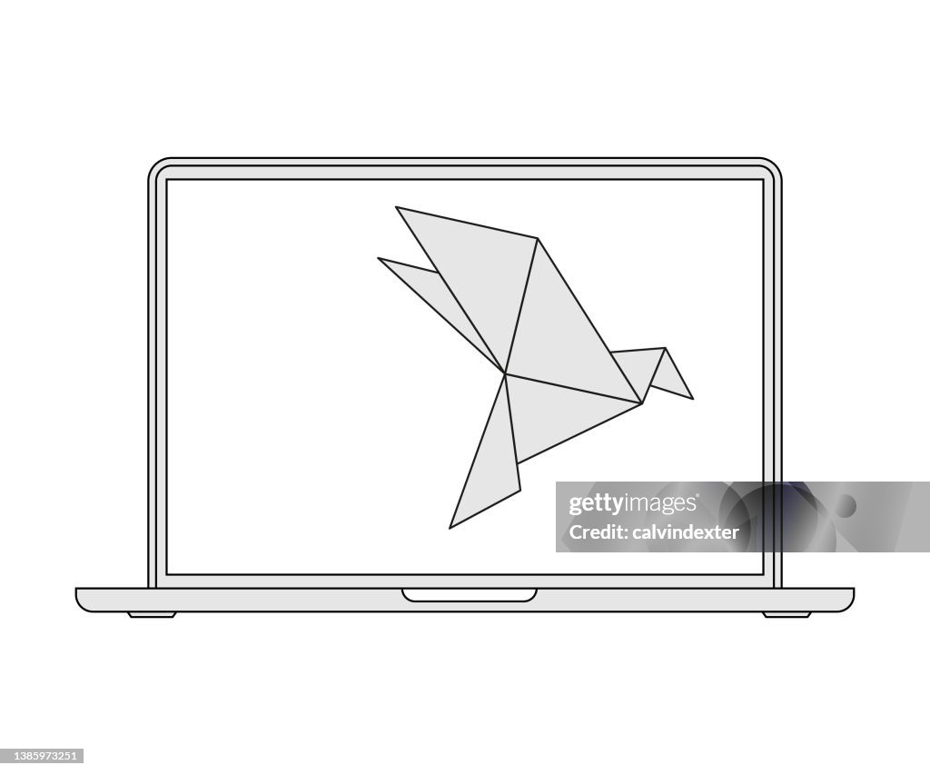 Computer Square Bird Laptop Computer With Origami Bird High-Res Vector Graphic - Getty Images