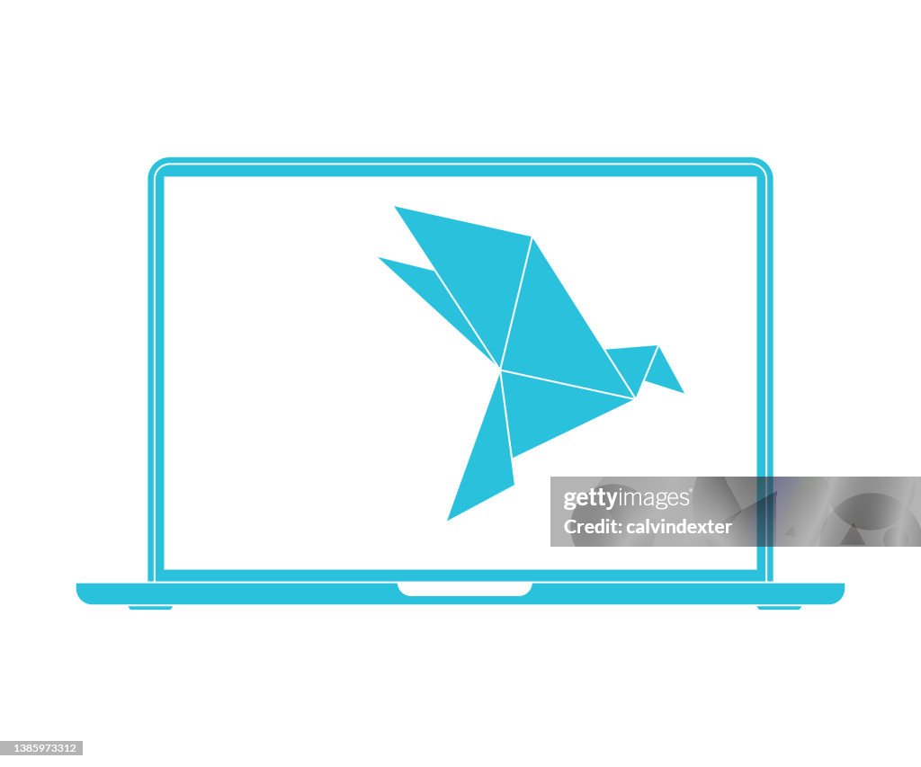 Laptop Computer With Origami Bird High-Res Vector Graphic - Getty Images