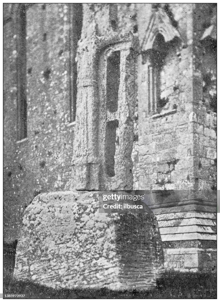 Antique travel photographs of Ireland: Old cross on Rock of Cashel