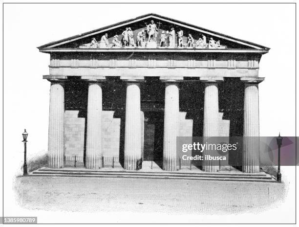 antique travel photographs of denmark: church of our lady, vor frue kirke - vor stock illustrations