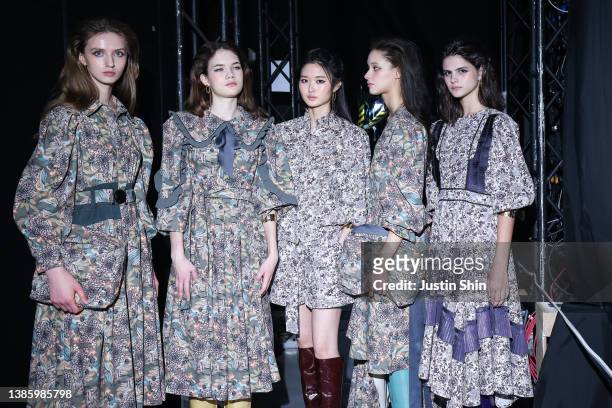 In this image released on March 20, models are seen in the backstage during the prerecording of CAHIERS runway show as a part of Seoul Fashion Week...
