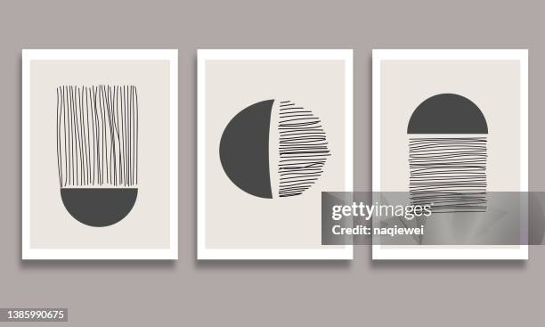 vector modern trendy cards set with line art geometric minimalism design elements banners collection,abstract background - half and half stock illustrations