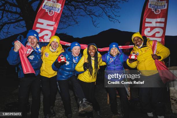 The One Show's Angelica Bell and Owain Wyn Evans go head-to-head as they compete in the Red Nose and Spoon Race for Red Nose Day 2022. Seen here on...