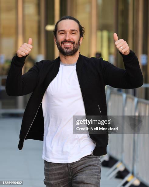 Joe Wicks seen at BBC Radio One on March 17, 2022 in London, England.