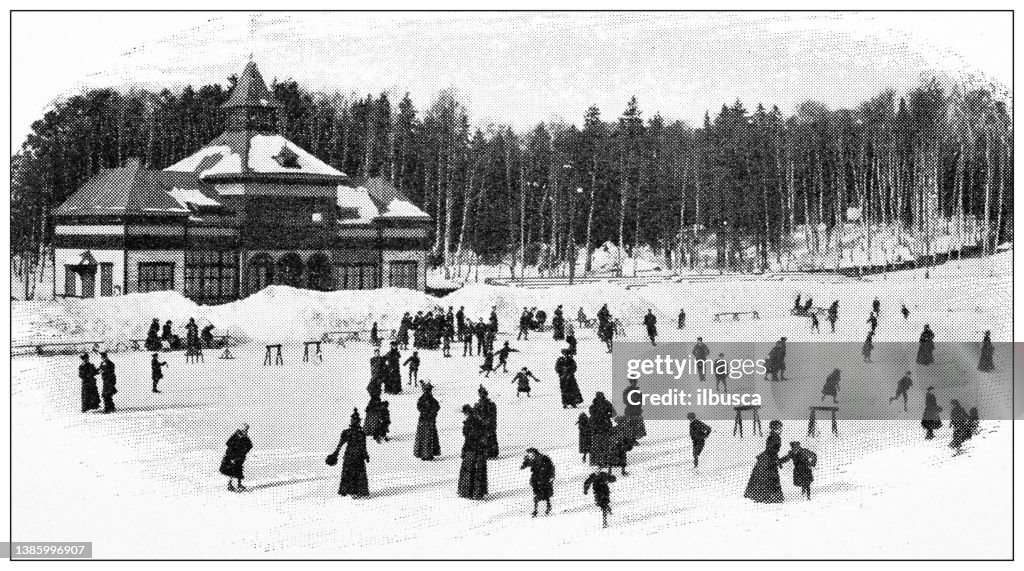 Antique travel photographs of Sweden: Ice Skating