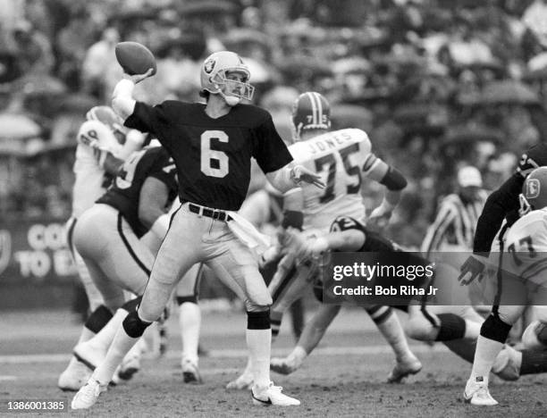 Raiders quarterback Marc Wilson during game action of Los Angeles Raiders vs Denver Broncos, November 2, 1985 in Los Angeles, California.