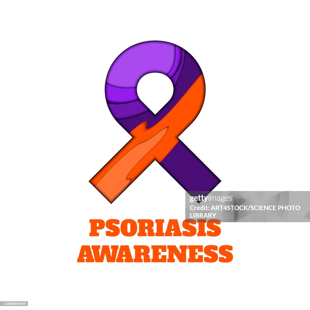 Psoriasis awareness ribbon, conceptual illustration