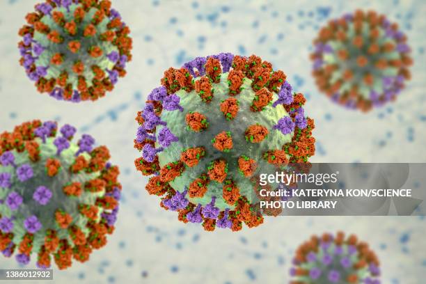 flu virus, illustration - influenza a virus subtype h7n9 stock illustrations