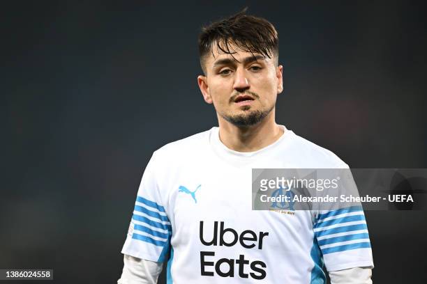 Cengiz Under of Marseille looks on during the UEFA Conference League Round of 16 Leg Two match between FC Basel and Olympique Marseille at St....