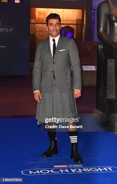 Oscar Isaac attends a special screening of Marvel Studios' new series "Moon Knight" at The British Museum on March 17, 2022 in London, England.