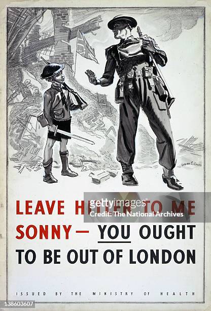 Leave Hitler To Me Sonny - You Ought To Be Out Of London evacuation poster 1939-1945