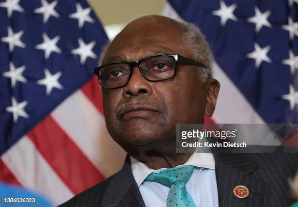 House Majority Whip James Clyburn participates in a bill enrollment ceremony for the Postal Service Reform Act, H.R. 3076, at the U.S. Capitol on...