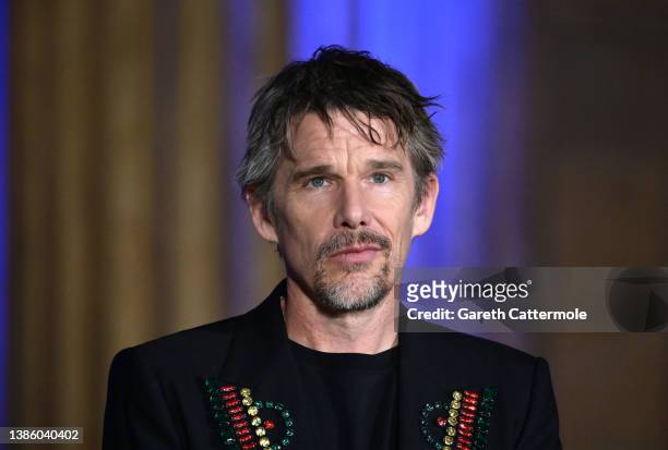 Ethan Hawke attends the UK special screening of Marvel Studios' original series "Moon Knight" at British Museum on March 17, 2022 in London, England....