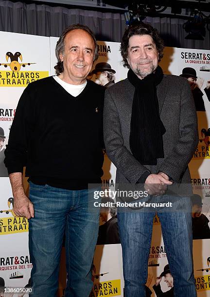 Joan Manuel Serrat and Joaquin Sabina present their new album 'La Orquesta del Titanic' at the Sociedad General de Autores y Editores SGAE offices on...