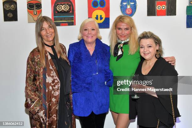 Tanja Valerien-Glowacz, Susanne Wiebe, Ursula Gottwald and Andrea Wildner attend the "Cult. Mythos. Maske" exhibition opening by Susanne Wiebe on...