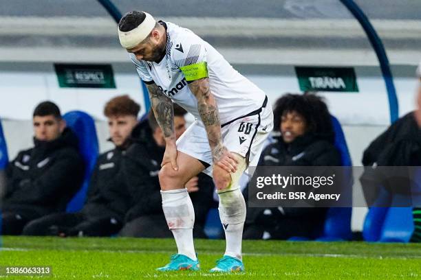 Vieirinha of PAOK Thessaloniki during the UEFA Conference League match between KAA Gent and PAOK FC at Ghelamco Arena on March 17, 2022 in Ghent,...