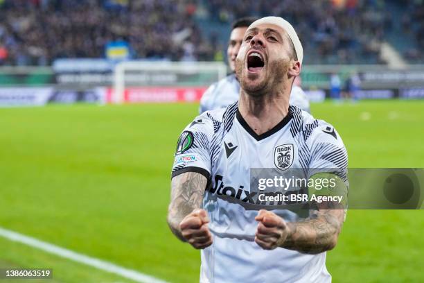 Vieirinha of PAOK Thessaloniki during the UEFA Conference League match between KAA Gent and PAOK FC at Ghelamco Arena on March 17, 2022 in Ghent,...