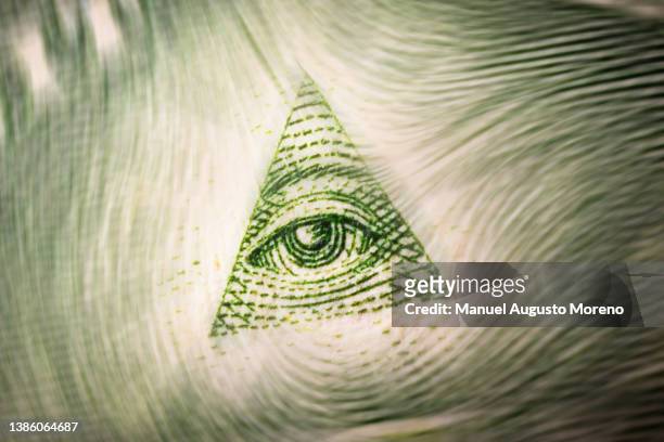 one dollar banknote: eye of providence close-up - freemasons stock pictures, royalty-free photos & images