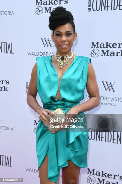 Angela Lewis attends Los Angeles Confidential Magazine annual Women of Influence Luncheon at Waldorf Astoria Beverly Hills on March 17, 2022 in...