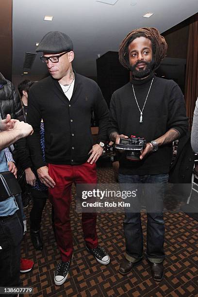 Ami James and John Forte visit The Ami James Ink Tattoo Pop-Up Shop at the Empire Hotel on February 9, 2012 in New York City.