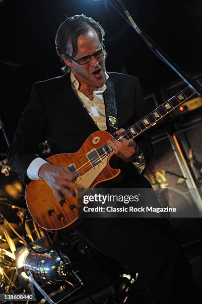 Joe Bonamassa with his Signature Gibson Les Paul guitar, performing with Black Country Communion at their first ever live gig, in John Henry Studios...