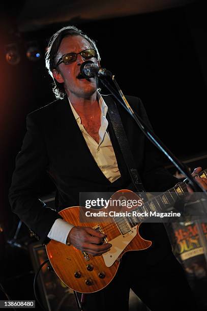 Joe Bonamassa with his Signature Gibson Les Paul guitar, performing with Black Country Communion at their first ever live gig, in John Henry Studios...