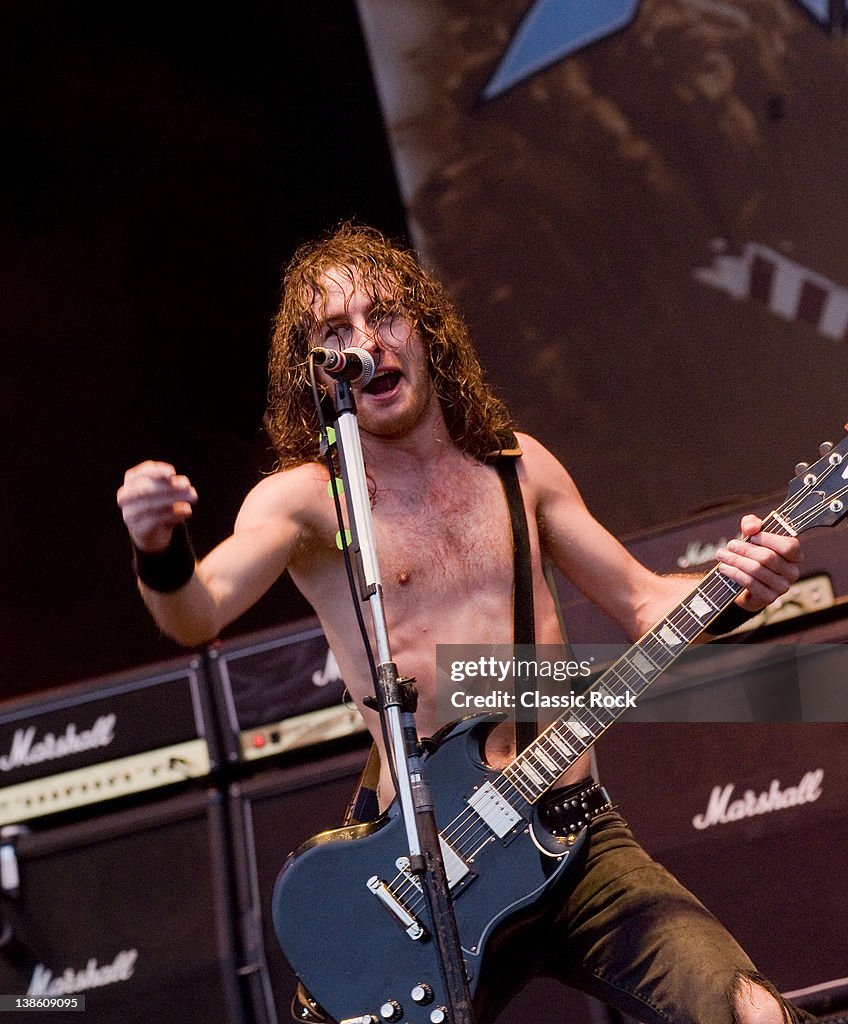 Joel O'Keeffe of Airbourne, live on stage at Download Festival on