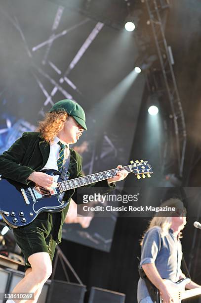 Angus Young and Cliff Williams of AC/DC live on stage at Download Festival on June 11, 2010 at Donington Park.