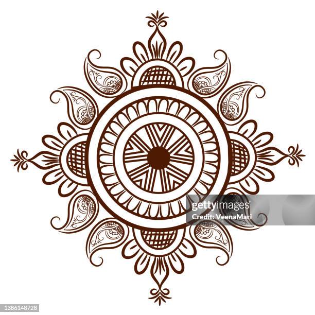 stockillustraties, clipart, cartoons en iconen met rangoli design, mandala background - kolam