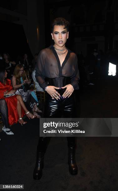 Louie Castro attends LA Fashion Week Powered By Art Hearts Fashion at the Majestic Downtown on March 17, 2022 in Los Angeles, California.