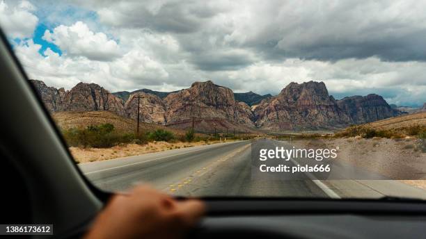 summer vacations in nevada: wild roads near red rock canyon - death valley road bildbanksfoton och bilder