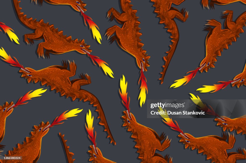 Angry looking dinosaurs pattern