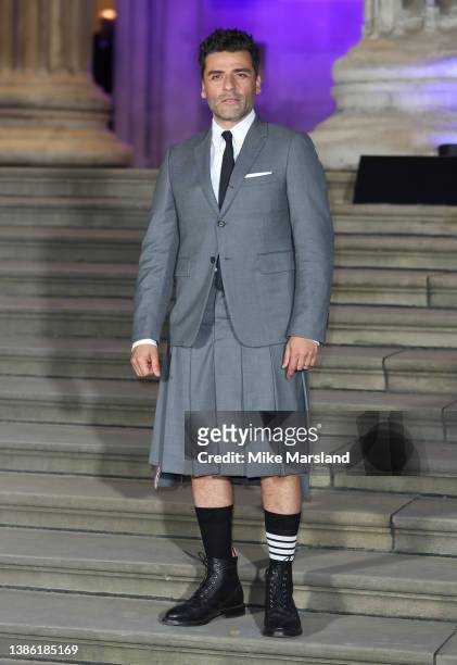 Oscar Isaac arrives at the "Moon Knight" premiere at The British Museum on March 17, 2022 in London, England.