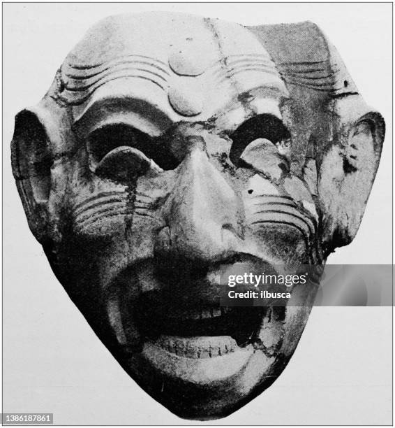 Antique Photograph Punic And Egyptian Terracotta Mask High-Res Vector ...