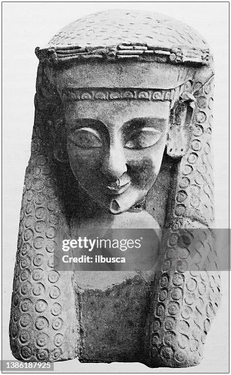 Punic Ritual Masks Antique Photograph Punic And Egyptian Terracotta Mask High-Res Vector ...