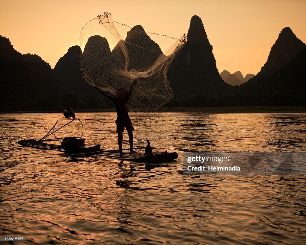 Man fishing in China