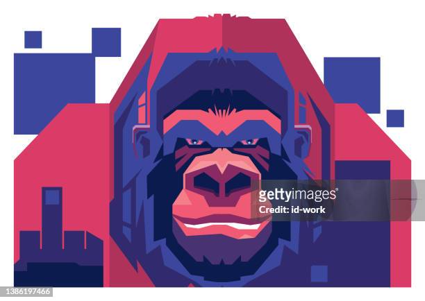 gorilla pointing finger - angry monkey stock illustrations