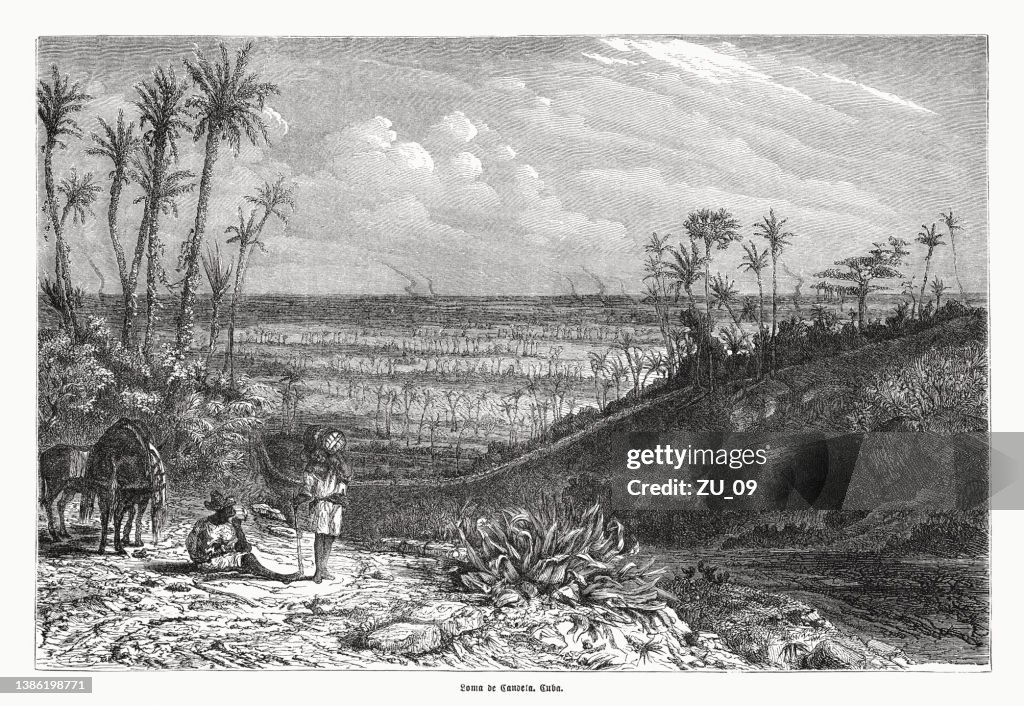 Loma de Candela, Cuba, wood engraving, published in 1870