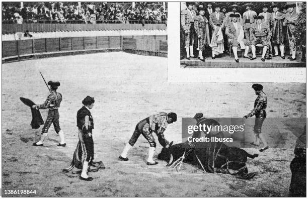 antique photo: bullfight - bullfighter stock illustrations