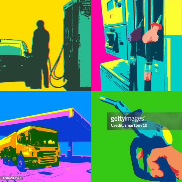 ilustrações, clipart, desenhos animados e ícones de ícones de postos de gasolina ou postos de gasolina - diesel tipo de combustível