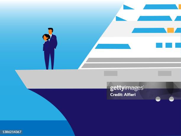 ocean travel - ship deck stock illustrations