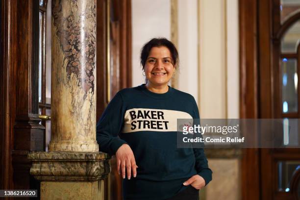 March 14 2022: Nina Wadia poses during the Red Nose Day 2022 Comic Opera on March 14,2022 in London, England. Comic Opera is back, and Comic Relief...