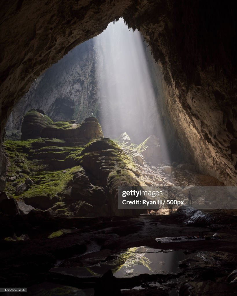 Scenic view of person standing in cave,Vietnam