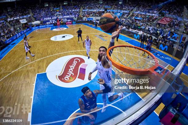 Julian Gamble of Hereda San Pablo Burgos and Vincent Poirier of Real Madrid during Liga Endesa match between Hereda San Pablo Burgos and Real Madrid...