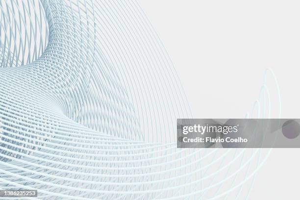 intertwined curved lines mesh background - innovation white background imagens e fotografias de stock