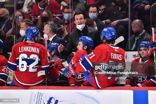 Assistant coach of the Montreal Canadiens, Luke Richardson, handles bench duties, during the third period against the Dallas Stars at Centre Bell on...