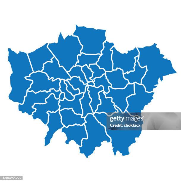 ilustrações de stock, clip art, desenhos animados e ícones de london administrative division map - borough district type