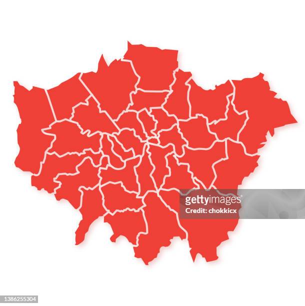 london administrative division map - by the thames stock illustrations